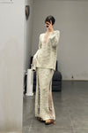SWAYING/KNIT floating line slim long skirt SW23AW3B33 off-white